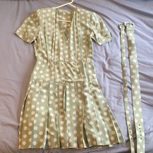 Polka-dot dress with matching belts